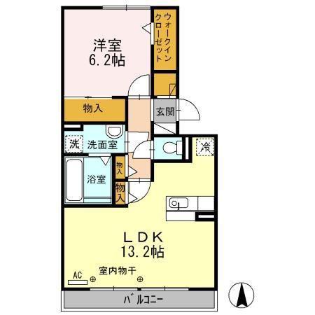セジュール花水木(1LDK/3階)の間取り写真