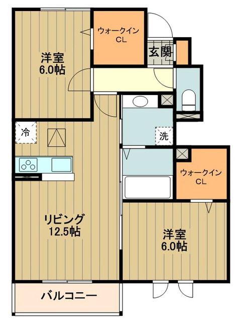 グローリータウンA(2LDK/1階)の間取り写真