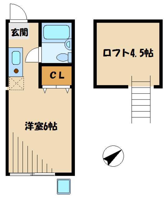 ティモス百合ヶ丘(ワンルーム/2階)の間取り写真