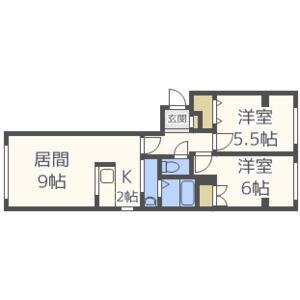ノインフォーゲル(2LDK/4階)の間取り写真