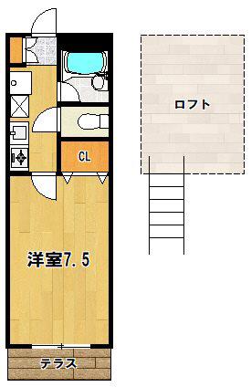 ラインラルト越谷(1K/1階)の間取り写真