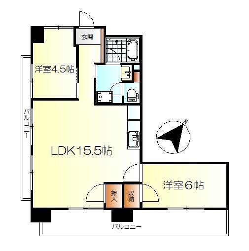 メガネ橋プラザ(2LDK/7階)の間取り写真