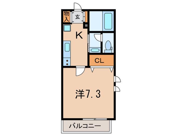 サニーヒルズ芦屋(1K/2階)の間取り写真