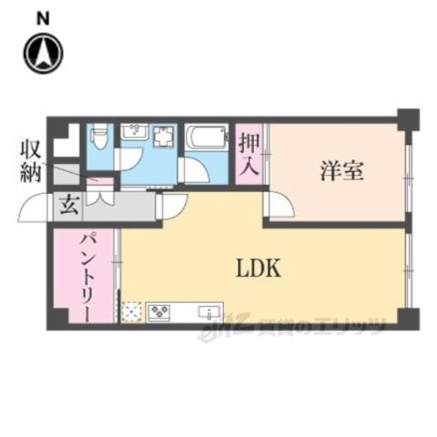 葛野ハイツ(1LDK/6階)の間取り写真