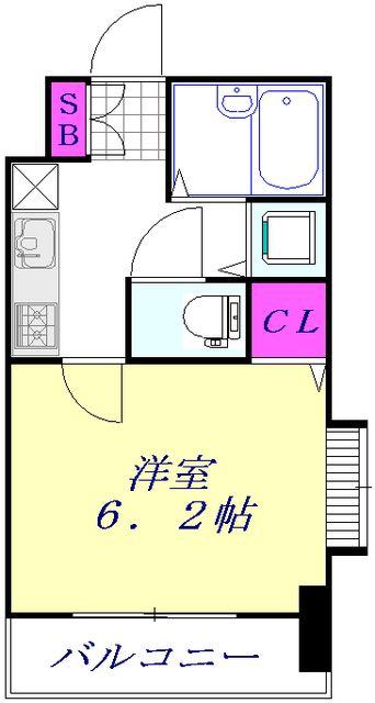 アクシーズタワー川口幸町II(1K/3階)の間取り写真