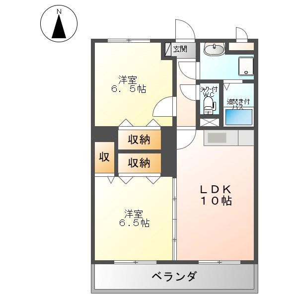 フローラルヴィレッジ(2LDK/2階)の間取り写真