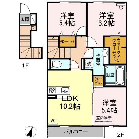 シャルマン・エスト(3LDK/2階)の間取り写真