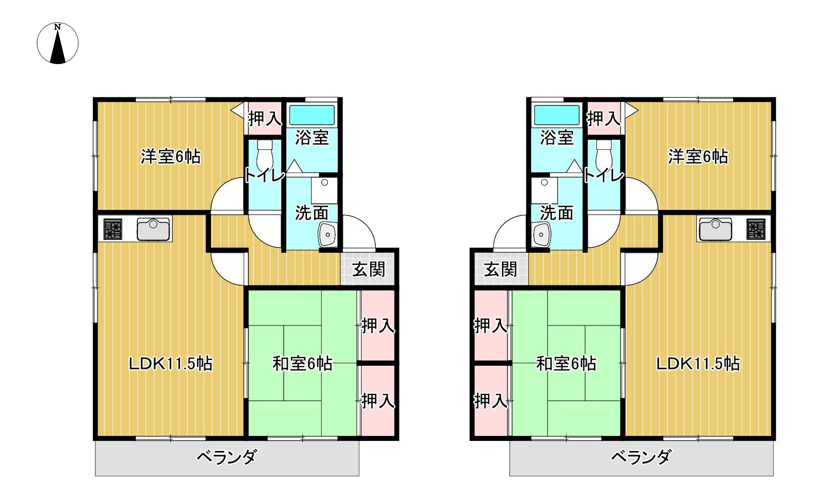 サンハイム神拝(2LDK/2階)の間取り写真