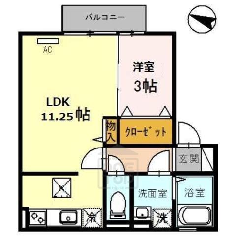 クラインガルテン B棟(1LDK/2階)の間取り写真