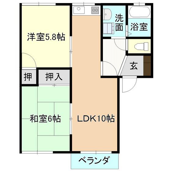 コーポウィン(2LDK/2階)の間取り写真