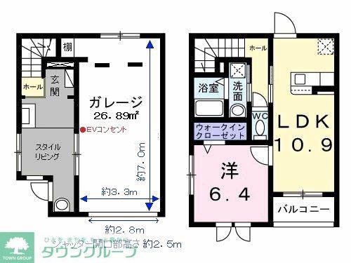 ベルシェールI(1LDK/1階)の間取り写真