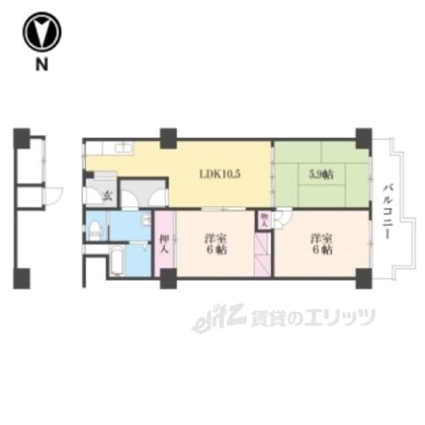 メガロコープ西陣(3LDK/4階)の間取り写真