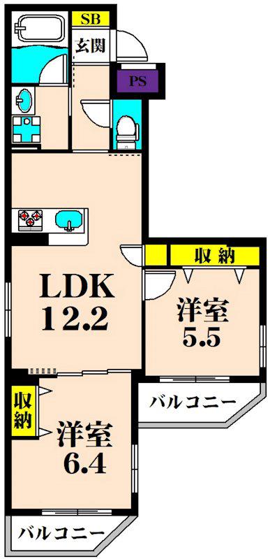 LIEN(2LDK/1階)の間取り写真