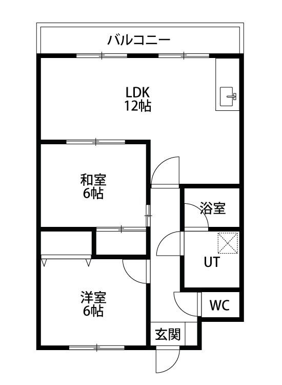 オークランド紫竹(2LDK/1階)の間取り写真
