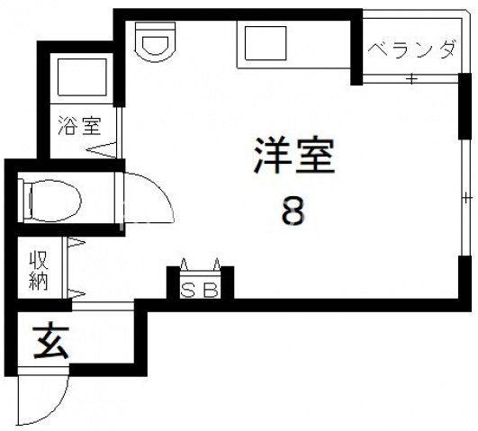 ハイツロータリー(ワンルーム/4階)の間取り写真