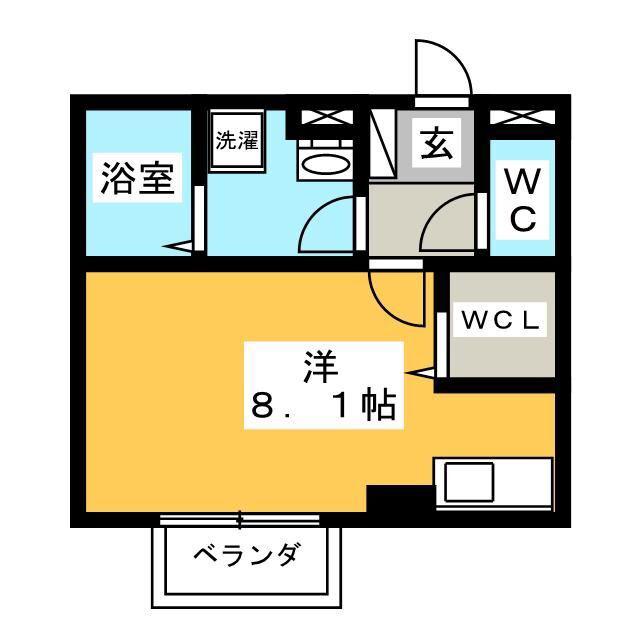 ファルコーネ(ワンルーム/1階)の間取り写真