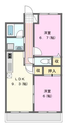 ピース1(2LDK/3階)の間取り写真