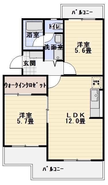 マンションエタニティーII(2LDK/2階)の間取り写真