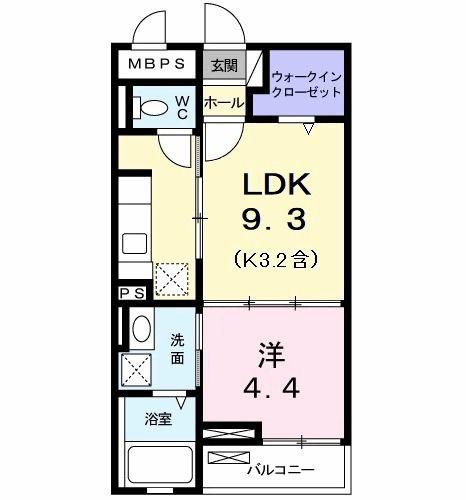 ミルト・ブリーゼ(1LDK/2階)の間取り写真