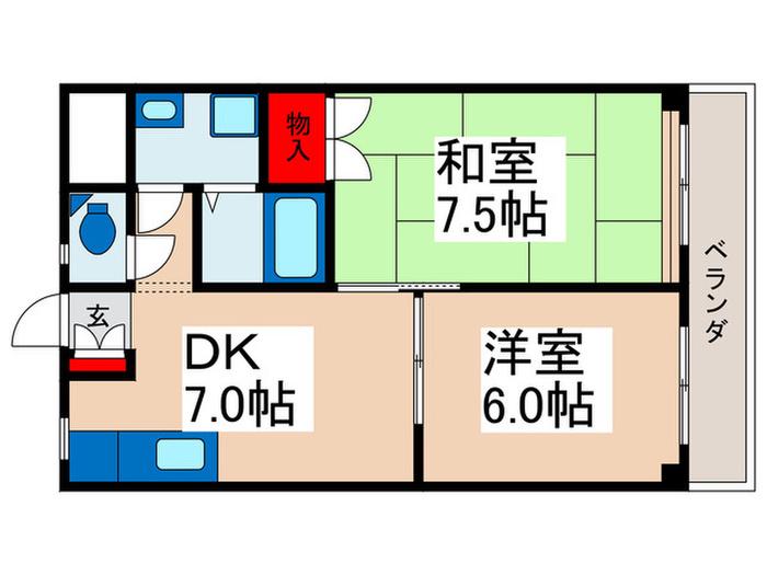 メゾンプルミエ(2DK/1階)の間取り写真