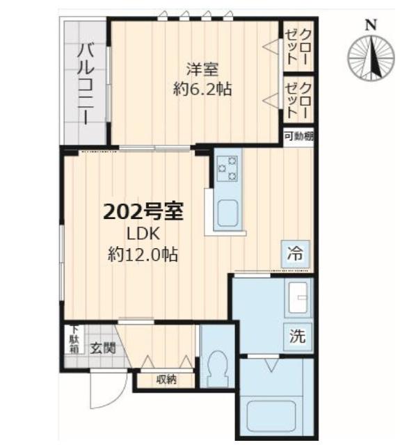 ショウワ東小金井(1LDK/2階)の間取り写真