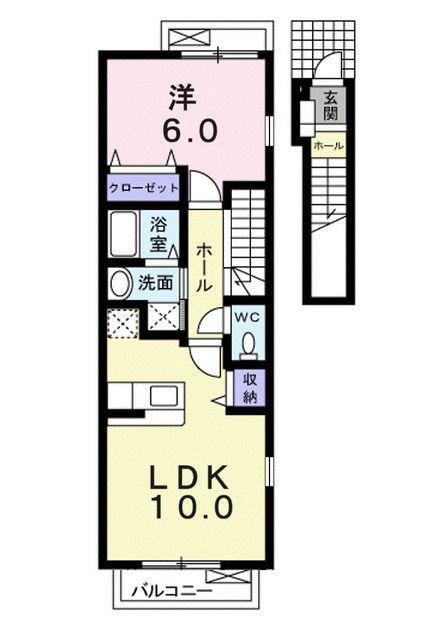 ブルームンB(1LDK/2階)の間取り写真