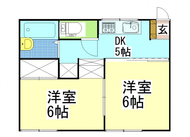 ファミール鹿田(2DK/2階)の間取り写真