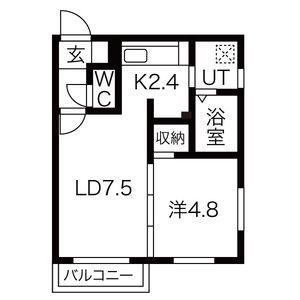 YS月寒西(1LDK/3階)の間取り写真