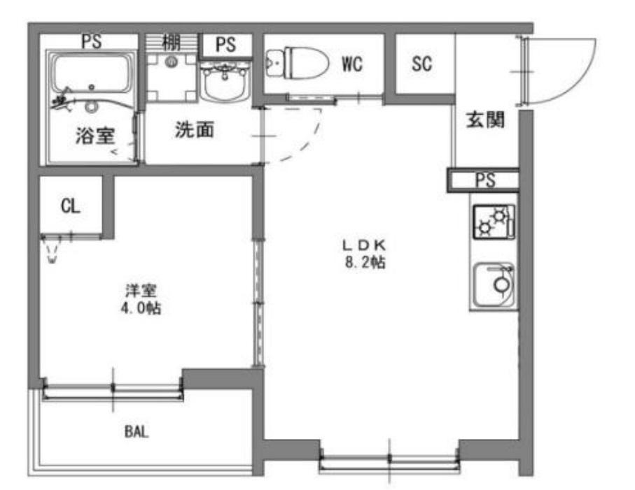 ズーノルーム都島(1LDK/2階)の間取り写真