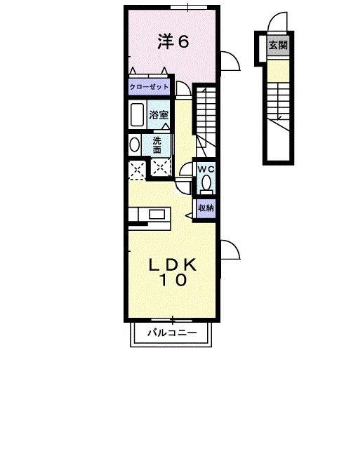 ブリーゼ大門(1LDK/2階)の間取り写真