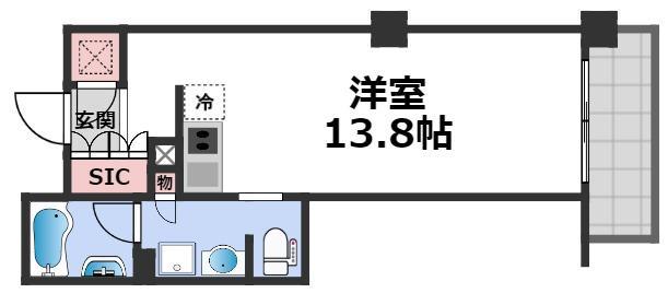 ロイヤルパークス桃坂(ワンルーム/6階)の間取り写真