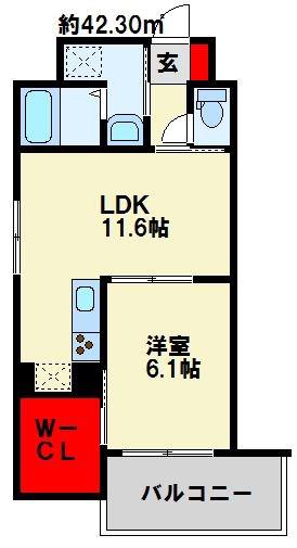 アヴァンセ井堀(1LDK/1階)の間取り写真