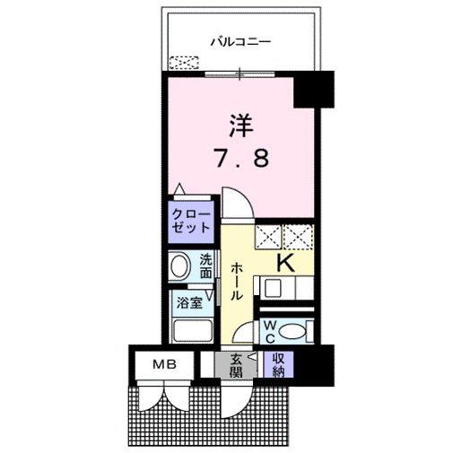 フューチャー野里(1K/4階)の間取り写真