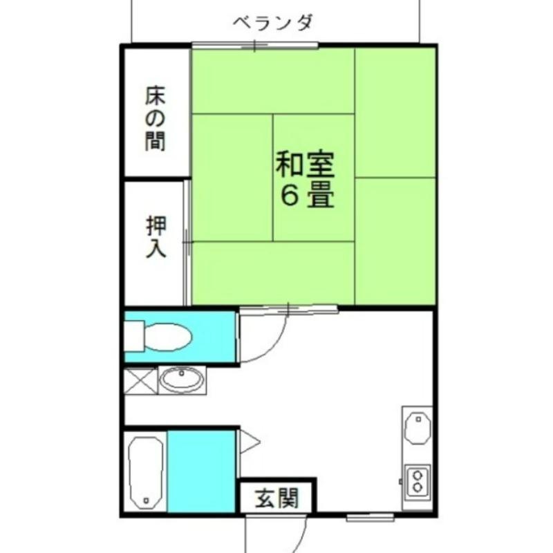 パークハイツB棟(1K/1階)の間取り写真