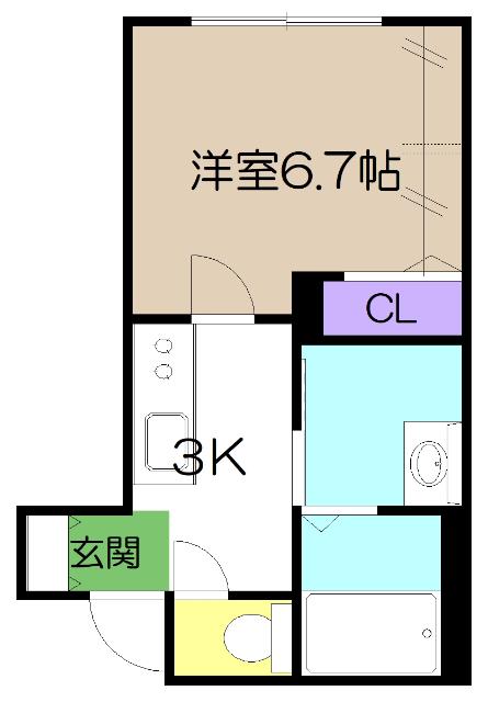 シャーメゾン朝倉駅前(1K/1階)の間取り写真