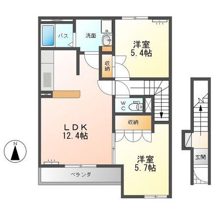 ソレイユ(2LDK/2階)の間取り写真