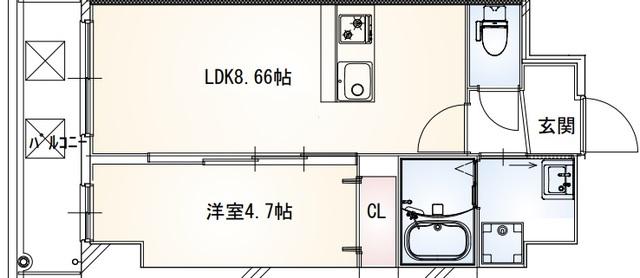 FREEDOM RESIDENCE 藤井寺岡(1LDK/2階)の間取り写真
