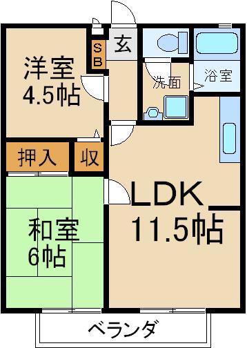 シードハウス(2LDK/2階)の間取り写真