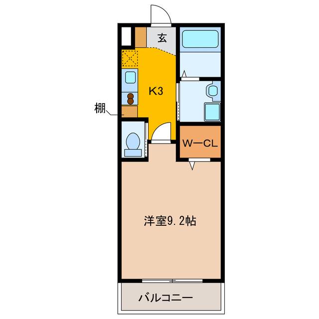 アルフォレスト折立(1K/1階)の間取り写真