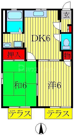 パークハイツ柏A棟(2DK/1階)の間取り写真