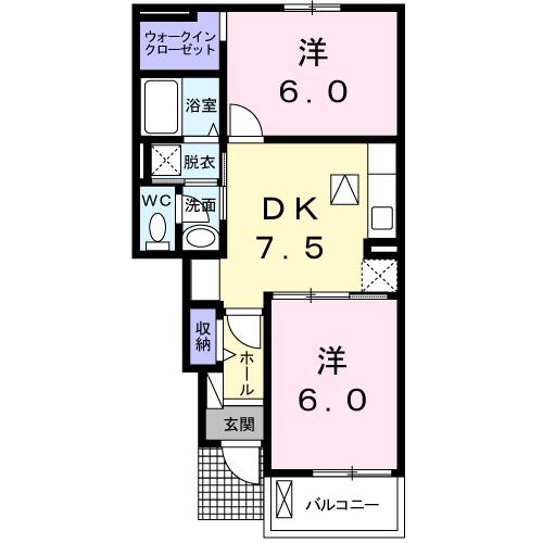 グーフォA(2DK/1階)の間取り写真