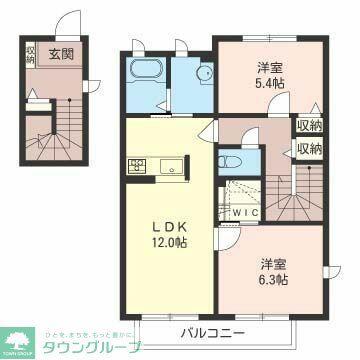 SALIDA桐B(2LDK/2階)の間取り写真