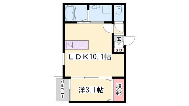 ヴィクトリアレジデンス高砂(1LDK/3階)の間取り写真