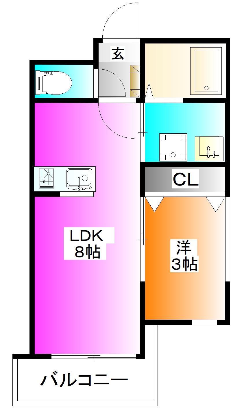ガーデンヒルズ南浦和(1LDK/3階)の間取り写真