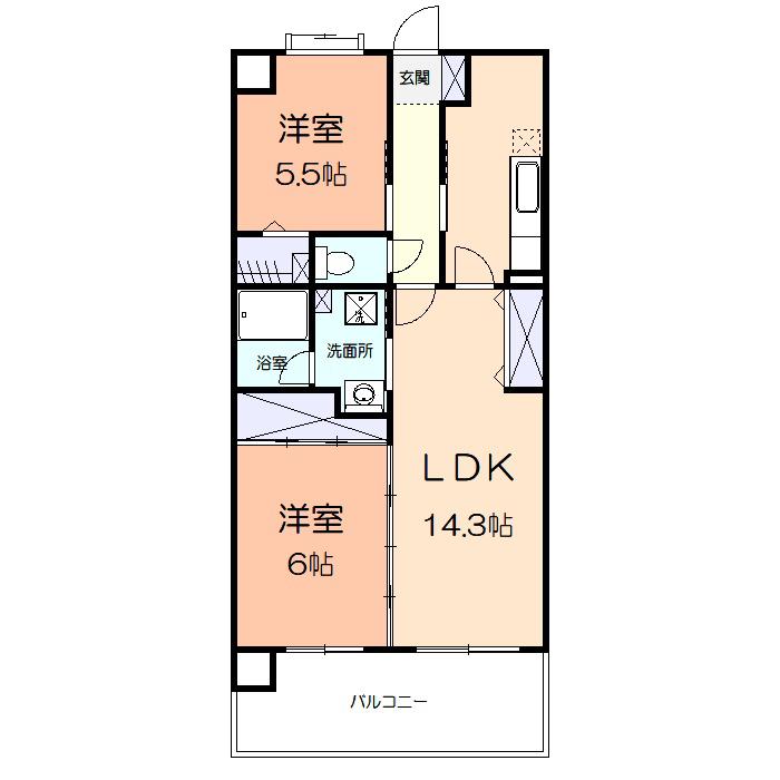 グリーンハイム5(3LDK/6階)の間取り写真