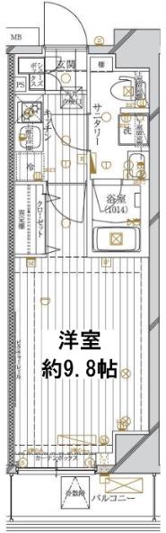 レガリス錦糸町(1K/5階)の間取り写真