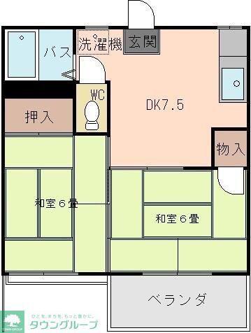 第3コーポ藤の木(2DK/2階)の間取り写真