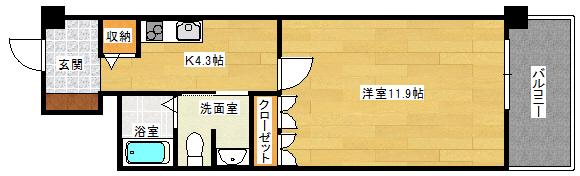 グランアークテラス(1K/4階)の間取り写真