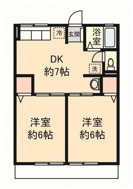 サンハイム伊勢A(2DK/1階)の間取り写真