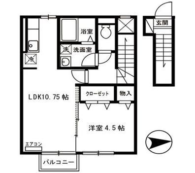 グランモアサンワ(1LDK/2階)の間取り写真